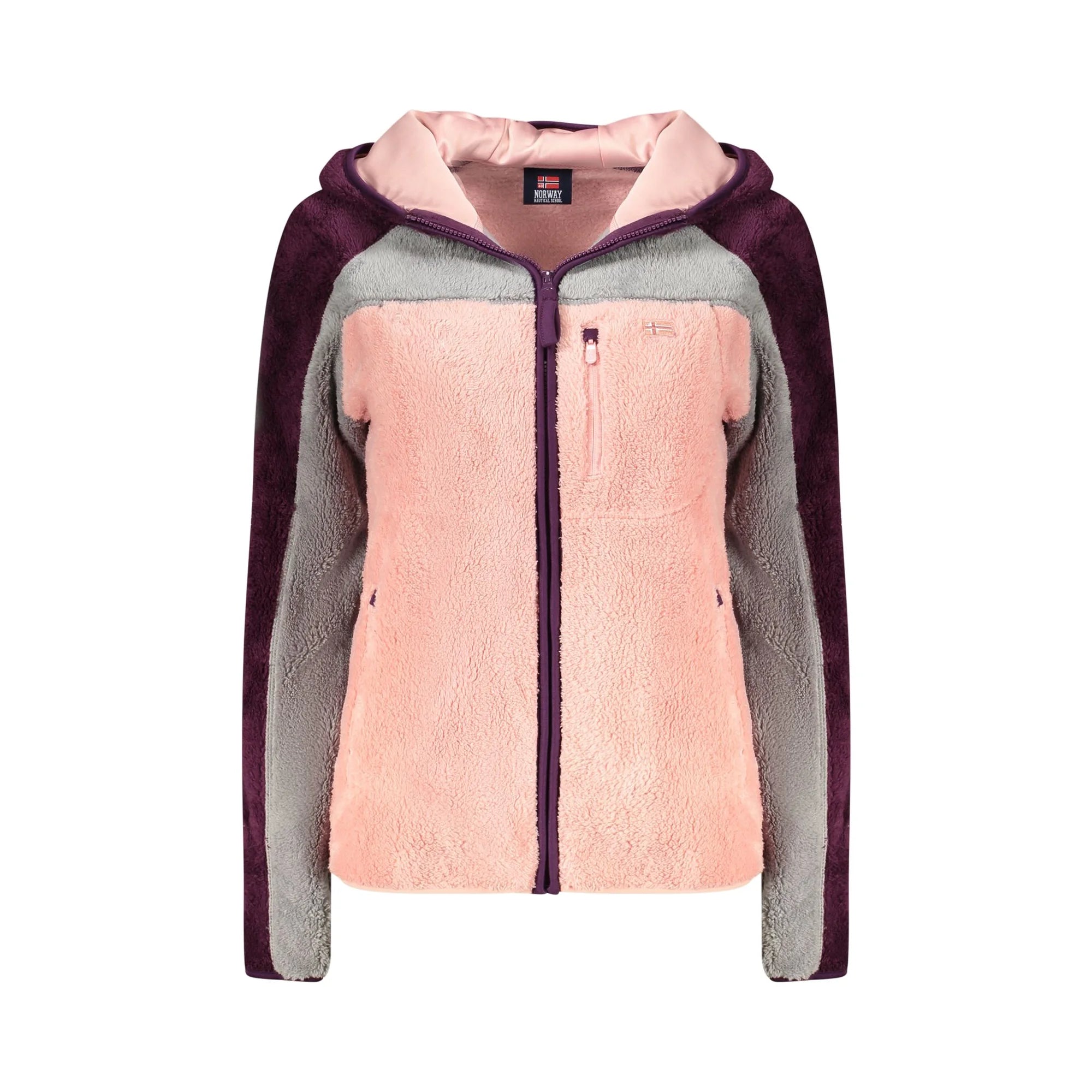 Norway 1963 Felpa Donna Rosa Zip Cappuccio Felpata Tasche Ricamo Logo Felpe - foto prodotto